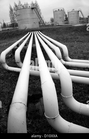 Les tuyaux de carburant (huile) en territoire d'un petrofactory Banque D'Images