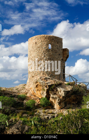 Ancienne tour Torre del verger, Banyalbufar, Espagne, Majorque Banque D'Images