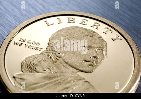 Détail de Sacagawea pièce de un dollar Banque D'Images