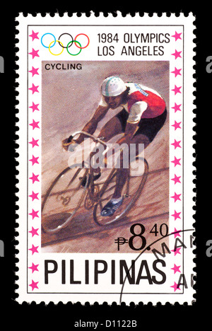 Timbre-poste de la Philippiens représentant un coureur cycliste sur piste, délivrés pour les Jeux Olympiques d'été de 1984 à Los Angeles, 1984. Banque D'Images