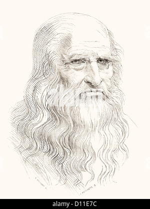 Leonardo di ser Piero da Vinci, 1452 - 1519. Grand penseur de la Renaissance italienne. Banque D'Images