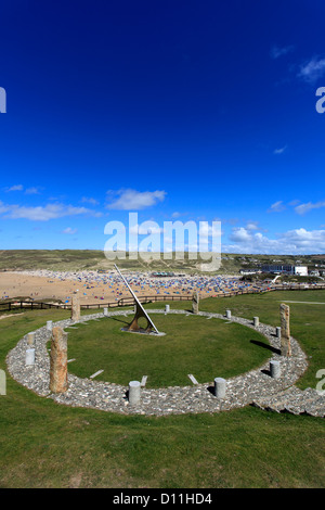 Droskyn Sundial, Millennium Monument, Broad Oak village ; Cornwall County ; Angleterre ; UK Banque D'Images