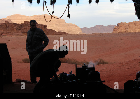 L'heure du thé dans le Wadi Rum, Jordanie Banque D'Images