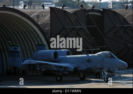 Un projet pilote se prépare à décoller dans un A-10 Thunderbolt II à Osan Air Base, République de Corée, le 4 décembre 2012. Ce A-10 est affecté à la 25e Escadron de chasse Banque D'Images