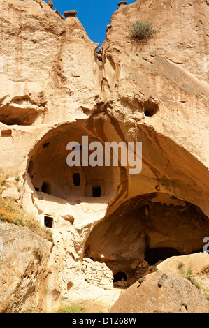 Début des monastères chrétiens de Turquie Cappadoce Zelve, Banque D'Images