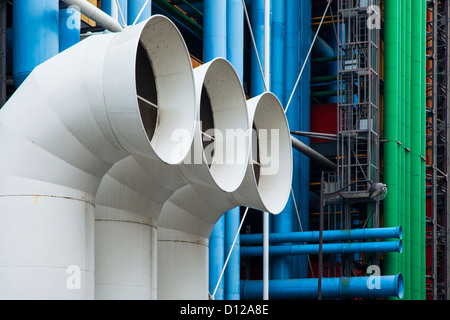 Systèmes mécaniques externes du Centre Georges Pompidou, ou le Centre Georges Pompidou, Paris France Banque D'Images