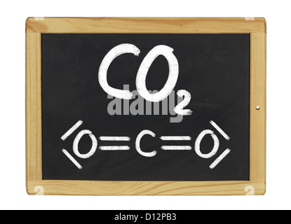 La formule chimique du dioxyde de carbone sur un tableau noir Banque D'Images