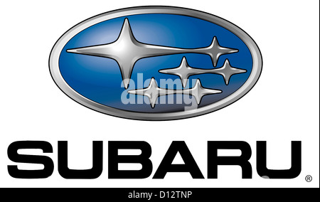 Logo de la marque Subaru du constructeur automobile japonais Fuji Heavy Industries Corporation FHI avec siège à Tokyo. Banque D'Images