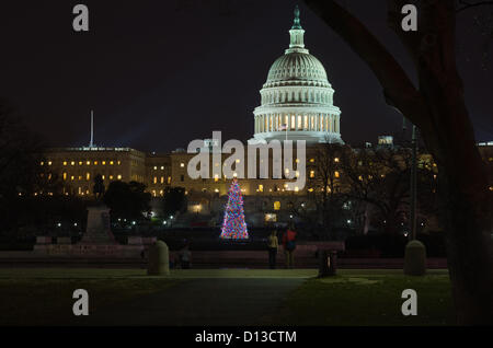 Le Capitole arbre de Noël est vu après avoir été allumé par la présidente de la Chambre John Boehner, le 4 décembre 2012 à Washington, DC. L'arborescence est une épinette d'Engelmann de Colorado's White River National Forest. Banque D'Images