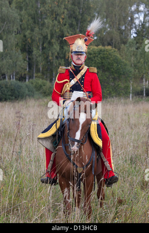 Le général français Pierre David de Colbert-Chabanais colonel des lanciers rouge à La Moskowa, Russie Banque D'Images