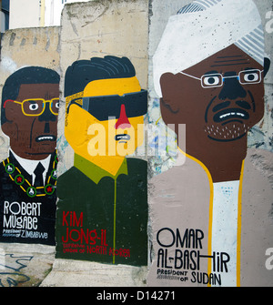 Mugabe Kim Jong-Il et Omar Al-Bashir Graffiti sur le mur de Berlin Berlin Allemagne Banque D'Images