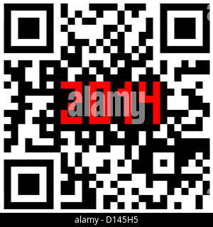 Nouvel An 2014, compteur de QR code vecteur. Banque D'Images