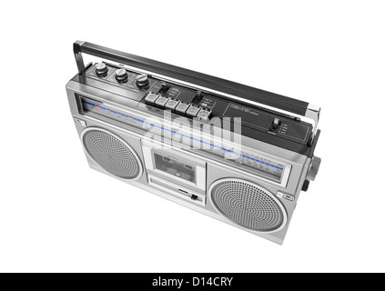 Vintage portable radio cassette recorder with clipping path isolés. Banque D'Images