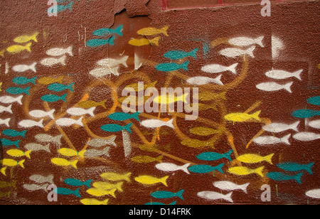 Graffiti sur un mur de Paris, Paris, France. Banque D'Images