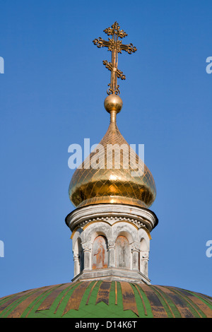 Coupole de la Laure de Pechersk dans Église réfectoire monastère de la grotte à Kiev, Ukraine. UNESCO World Heritage. Banque D'Images