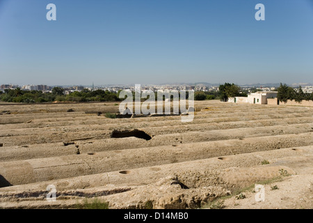 Les citernes romaines et viaduc qui alimentait en eau Carthage du mounatains Zaghouan près de Tunis en Tunisie Banque D'Images