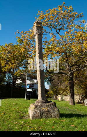 Une vieille croix dans village Château Elmley, Worcestershire, Royaume-Uni Banque D'Images