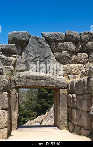 Ancient Mycenae, porte des lions, Péloponnèse, Grèce Banque D'Images