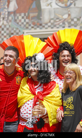 Les amateurs de football espagnol, Gdansk, Euro 2012, Pologne Banque D'Images