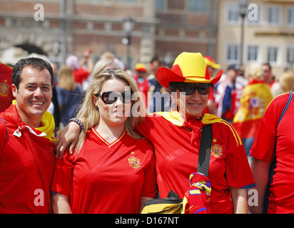 Les amateurs de football espagnol, Gdansk, Euro 2012, Pologne Banque D'Images