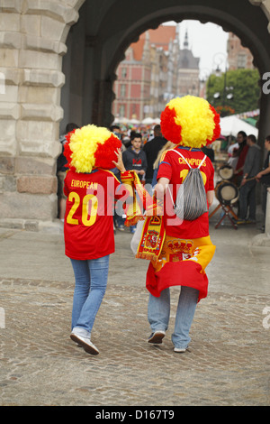 Les amateurs de football espagnol, Gdansk, Euro 2012, Pologne Banque D'Images