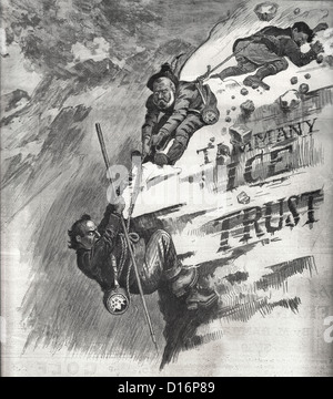 Trust - glace Tammany caricature politique détaillant Ice Trust Scandale avec Tammany Hall à New York City, 1900 avec le maire Van Wyck Banque D'Images