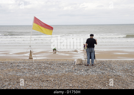 Peintre sur beach Banque D'Images