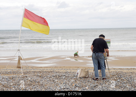 Peintre sur beach Banque D'Images