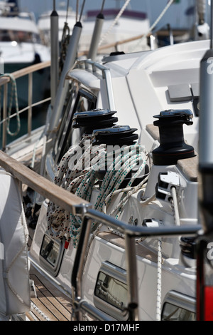 Italie, Toscane, Viareggio, bateau à voile, whinch Banque D'Images