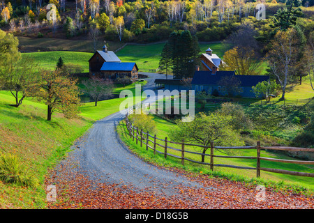 Une icône photographique en milieu rural Vermont, le Sleepy Hollow Farm, près de Woodstock. Banque D'Images