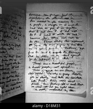 Note de suicide, écrit et signé par Annie Moore. La page 5. Moore est un registre des infirmières et l'un des leaders des peuples Banque D'Images