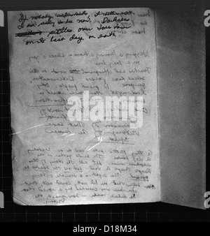 Note de suicide, écrit et signé par Annie Moore. La page 8. Moore est un registre des infirmières et l'un des leaders des peuples Banque D'Images