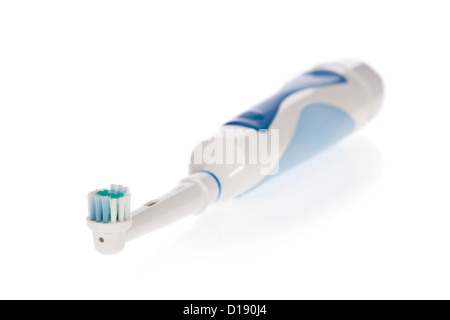 Brosse à dents électrique isolé sur fond blanc Banque D'Images