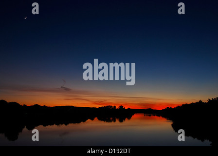 Crépuscule reflète dans la Snake River, Idaho. Banque D'Images