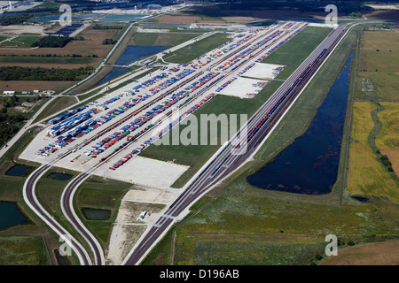 Photographie aérienne Union Pacific Terminal Intermodal Joliet Joliet, Illinois, Banque D'Images