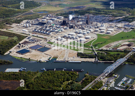 Photographie aérienne de la raffinerie d'Exxon Mobil, Joliet, Illinois Channahon Banque D'Images