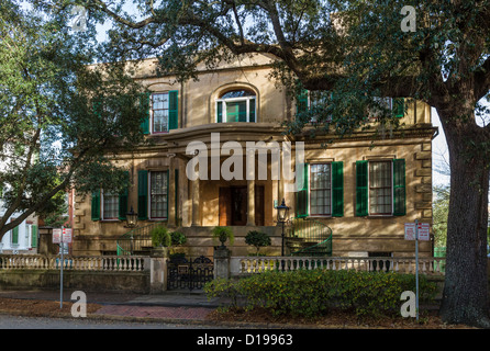 Historique La Maison Thomas Owens sur Abercorn Street, Oglethorpe Square, Savannah, Georgia, USA Banque D'Images