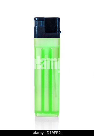 Briquet vert sur fond blanc Banque D'Images