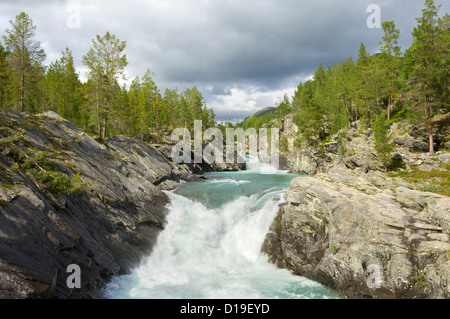 Pollfoss Cascade, rivière Otta, Oppland, Norvège Banque D'Images