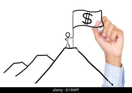 Dessin homme sens succès sur tableau blanc Banque D'Images