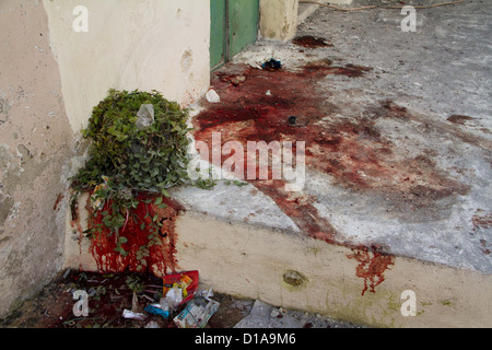 29 novembre ,2012 - Alep, Syrie : Le sang des combattants dans l'Armée de Syran Amaria. Banque D'Images