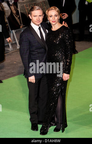 Martin Freeman et Amanda Abbington assiste à la Royal Film premiere de "Le Hobbit : Un voyage inattendu" à l'Odeon Leicester Square Londres, Royaume-Uni, 12/12/2012 Credit : Mario Mitsis / Alamy Live News Banque D'Images