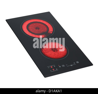 Surface de cuisson électrique avec plaque et panneau de commande tactile isolated on white with clipping path Banque D'Images