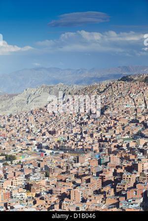 Vue sur les maisons à flanc de montagne, La Paz, Bolivie Banque D'Images