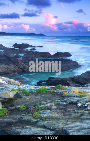 Coucher du soleil à la tête de rame vers Cornwall Whitsand Bay UK Banque D'Images