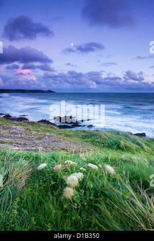 Coucher du soleil à la tête de rame vers Cornwall Whitsand Bay UK Banque D'Images