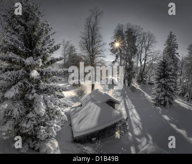 DE - La Bavière : l'hiver le long de la rivière Isar, à Bad Toelz Banque D'Images
