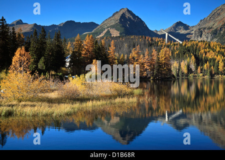 Couleurs d'automne et de réflexion à Štrbské Pleso dans la région de Slovaquie Tatras Banque D'Images