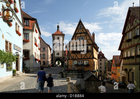 Rothenburg ob der Tauber, Allemagne, la fourche de Plönlein dans la vieille ville Banque D'Images