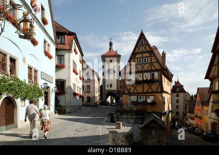 Rothenburg ob der Tauber, Allemagne, la fourche de Plönlein dans la vieille ville Banque D'Images